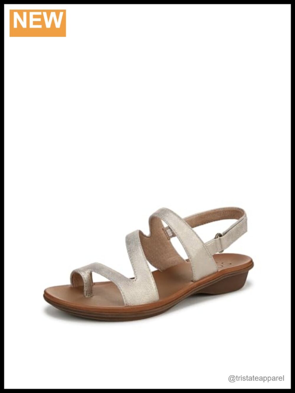 Slingback Flat Sandal with Toe Loop and Memory Foam Arch Support